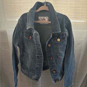 JUSTICE Blue Denim Jacket with Copper Accents